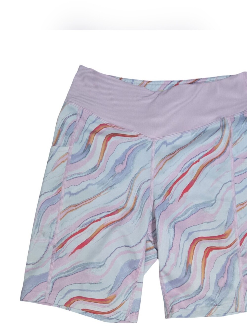Tek Gear Womens Pastel Marble-Print Shorts - Athletic Athleisure Yoga Size Med